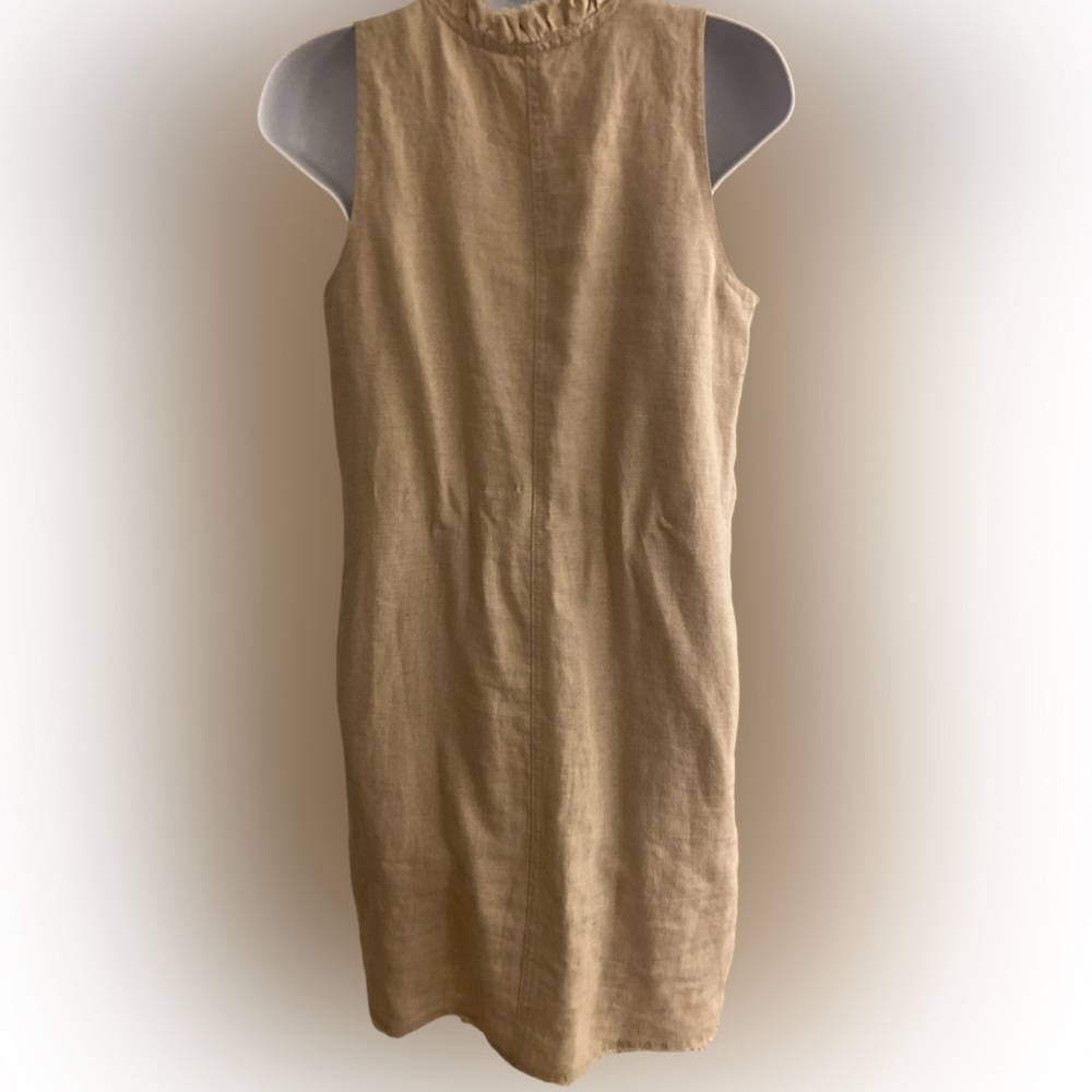 Tommy Bahama Beige Ruffled V-Neck Dress - M tan linen with pockets - Picture 5 of 5